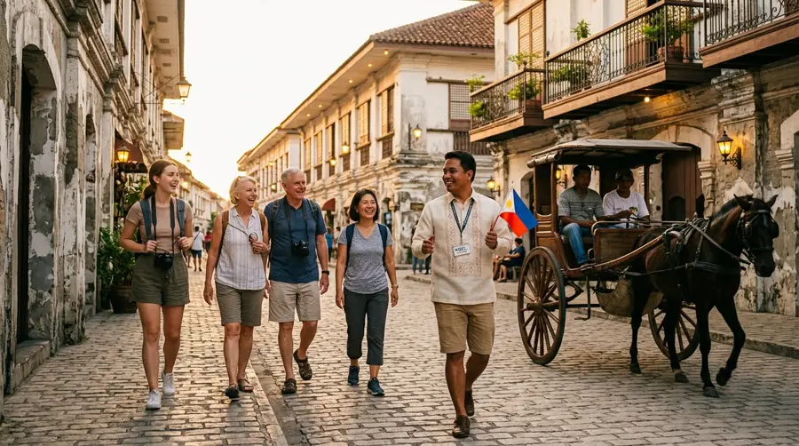 ECSTPLORER guide leading travelers through Vigan